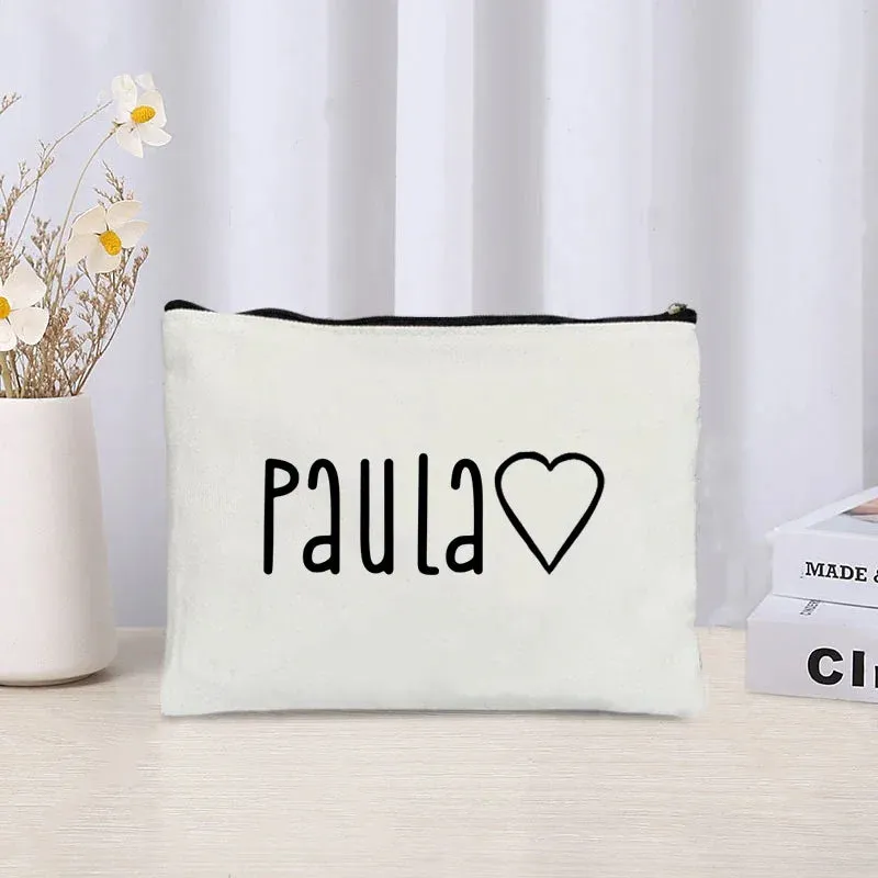 Custom Name Make Up Bag Luxury Wedding Bridesmaid Gift Women Travel Toilet Handbag Heart Storage Pouch Ladies Cosmetic Bags