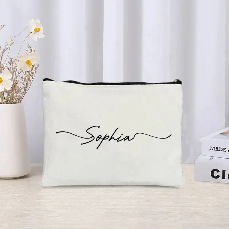 Custom Name Make Up Bag Luxury Wedding Bridesmaid Gift Women Travel Toilet Handbag Heart Storage Pouch Ladies Cosmetic Bags