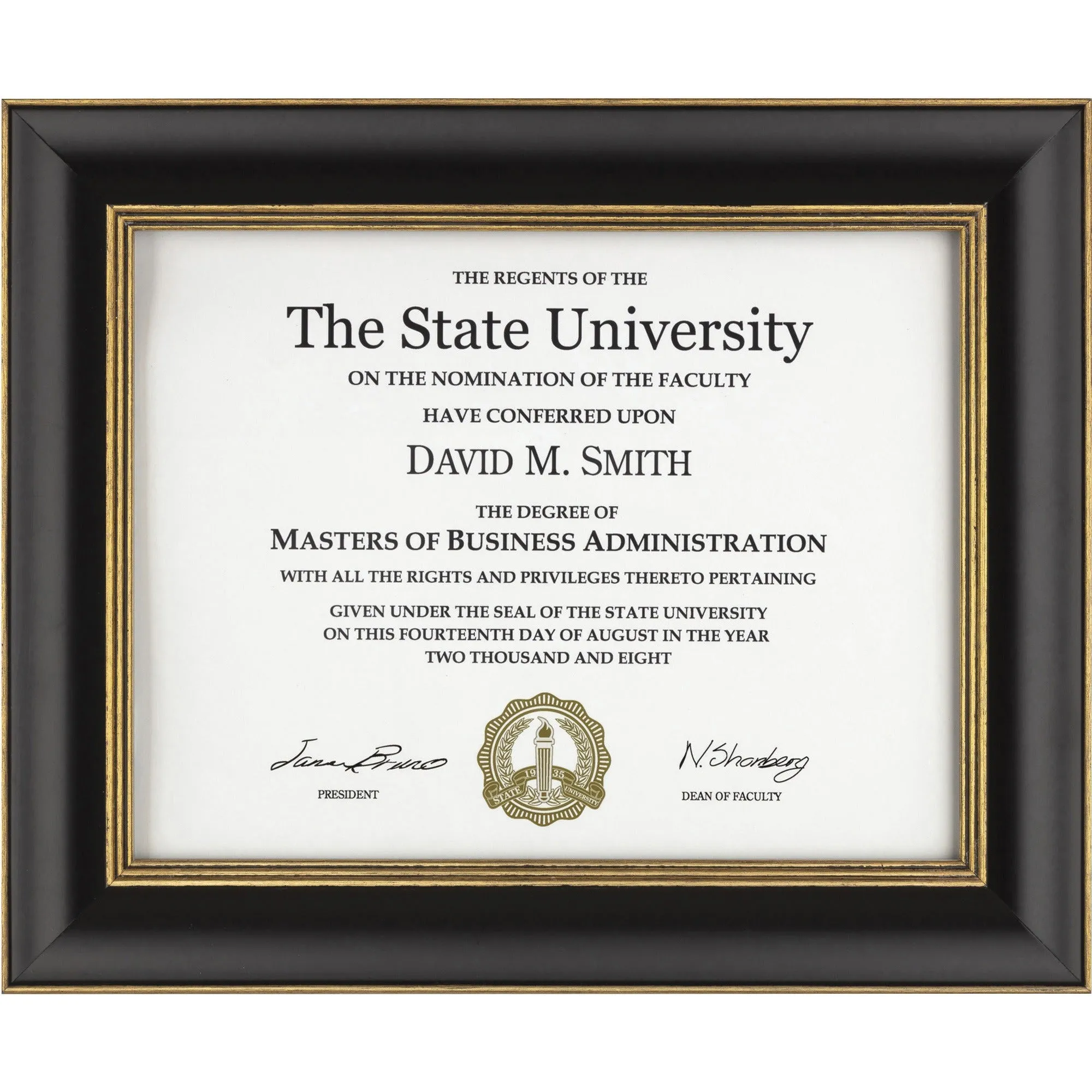 DAX Gold Accent Wood Document Frame