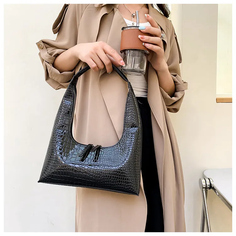 Delaney Faux Leather Snake Skin Wide Irregular Handbag