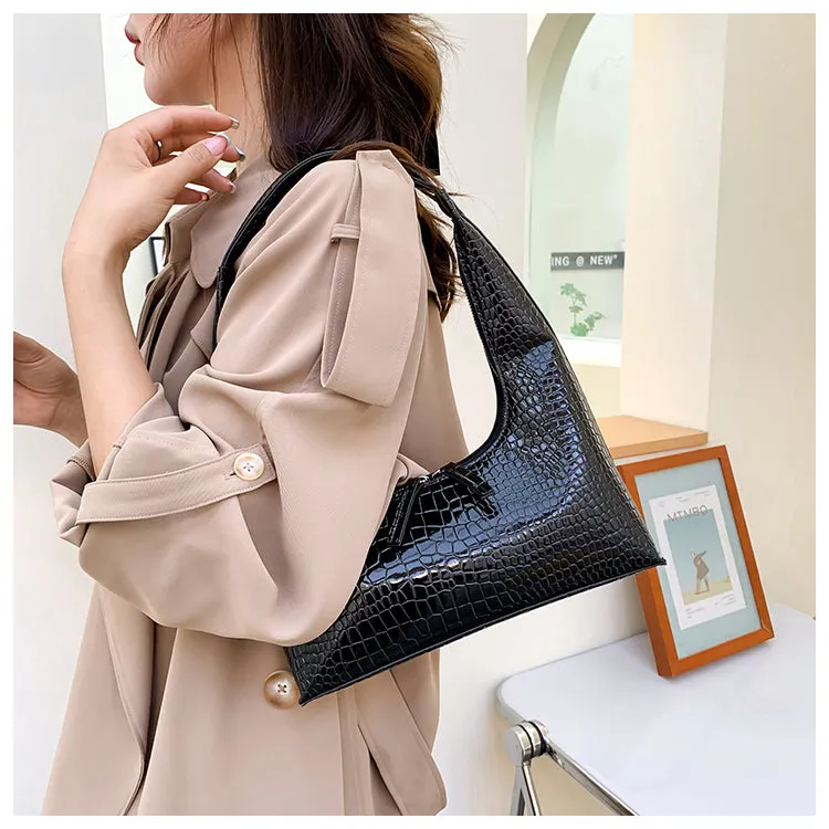 Delaney Faux Leather Snake Skin Wide Irregular Handbag