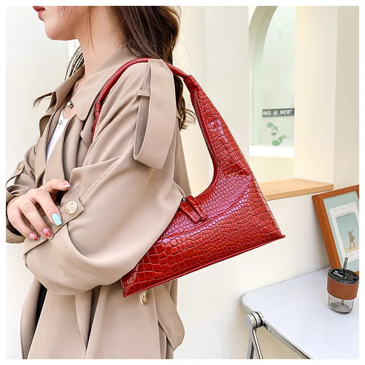 Delaney Faux Leather Snake Skin Wide Irregular Handbag