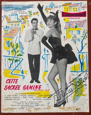Document publicitaire CETTE SACREE GAMINE avec  autographe de BRIGITTE BARDOT