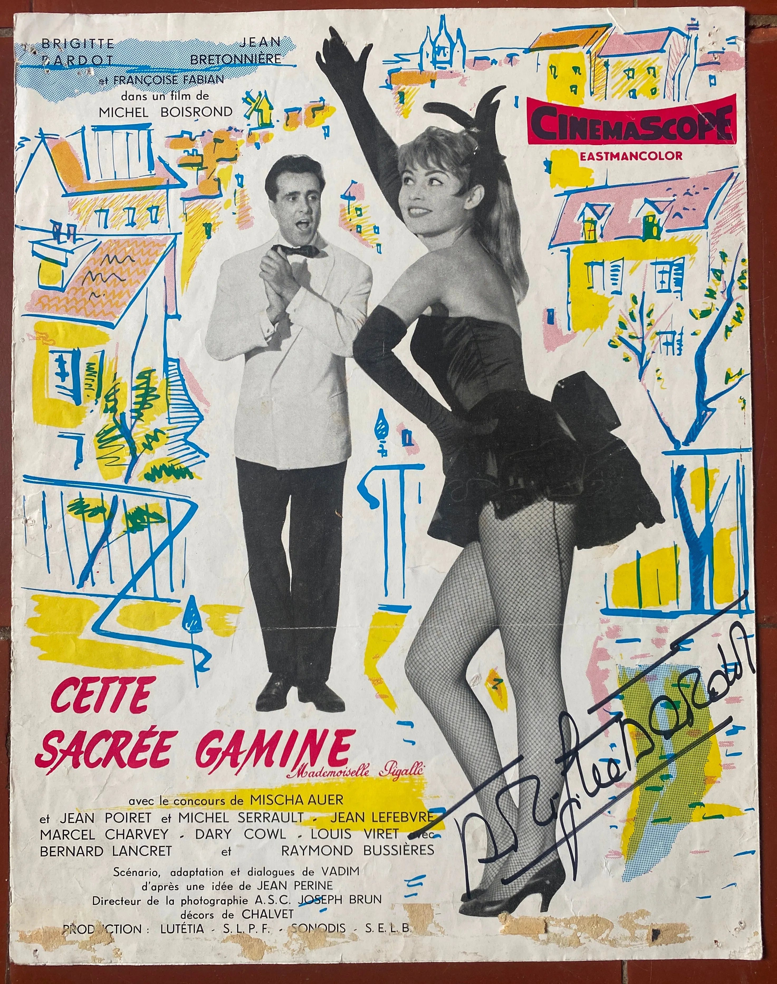 Document publicitaire CETTE SACREE GAMINE avec  autographe de BRIGITTE BARDOT