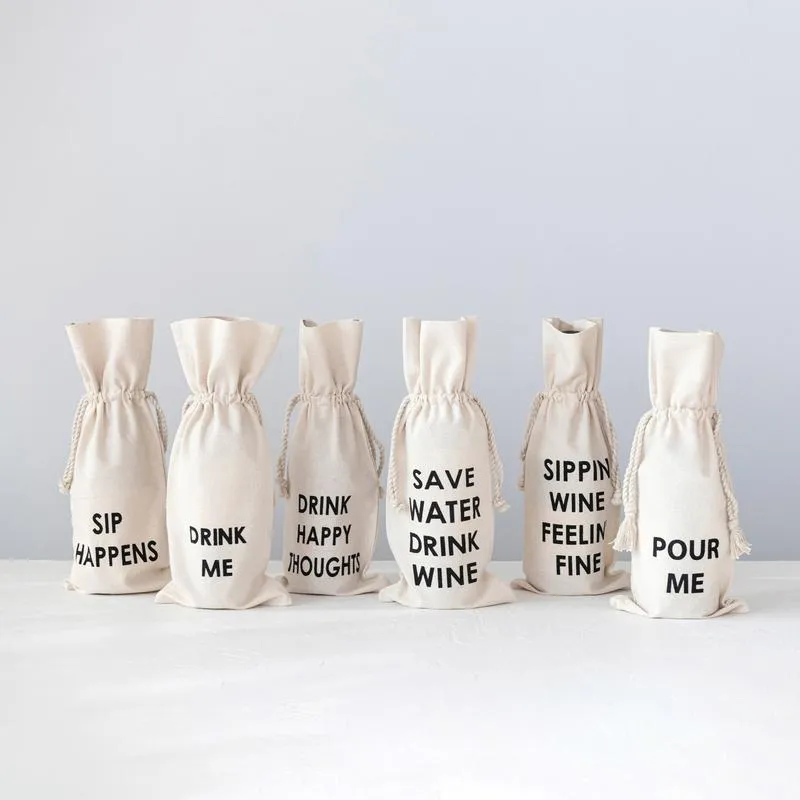 Drink Me Cotton Wine Bag
