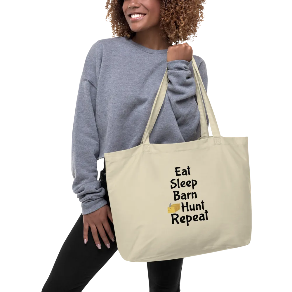 Eat Sleep Barn Hunt Repeat X-Large Tote/Shopping Bag - Oyster