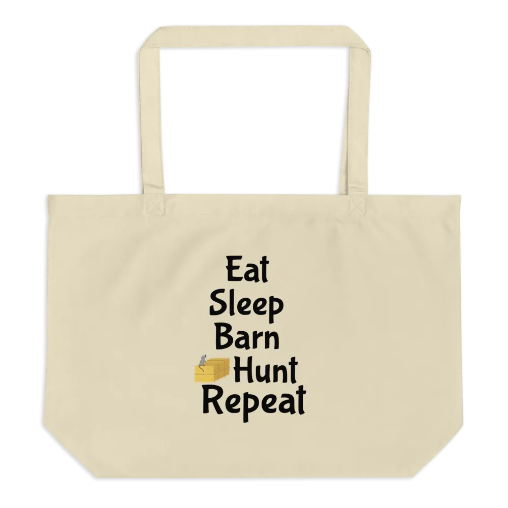 Eat Sleep Barn Hunt Repeat X-Large Tote/Shopping Bag - Oyster