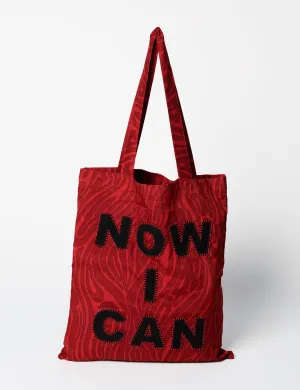 EMBROIDERED NOW I CAN SARI SHOPPER BAG