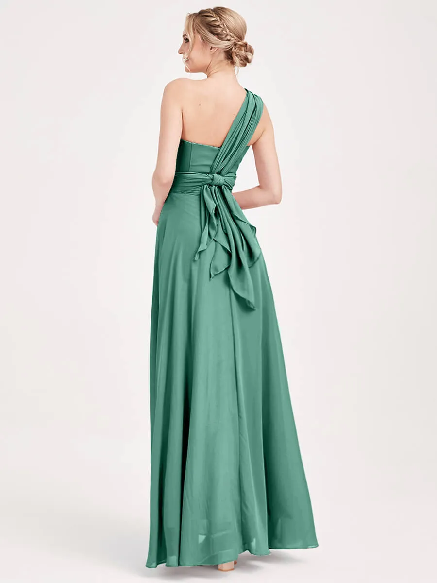 Eucalyptus Convertible Chiffon Bridesmaid Dress Wrap Floor Length Gown