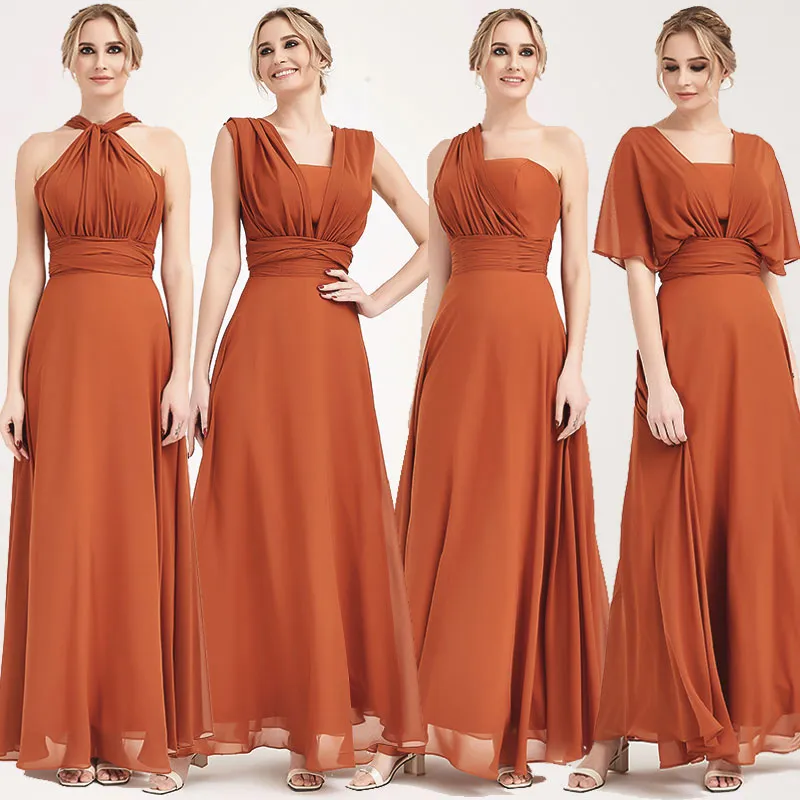 Eucalyptus Convertible Chiffon Bridesmaid Dress Wrap Floor Length Gown