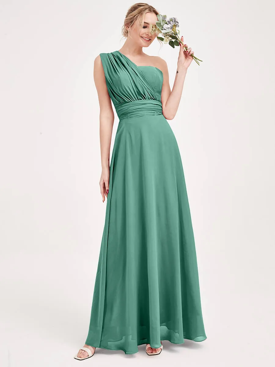 Eucalyptus Convertible Chiffon Bridesmaid Dress Wrap Floor Length Gown