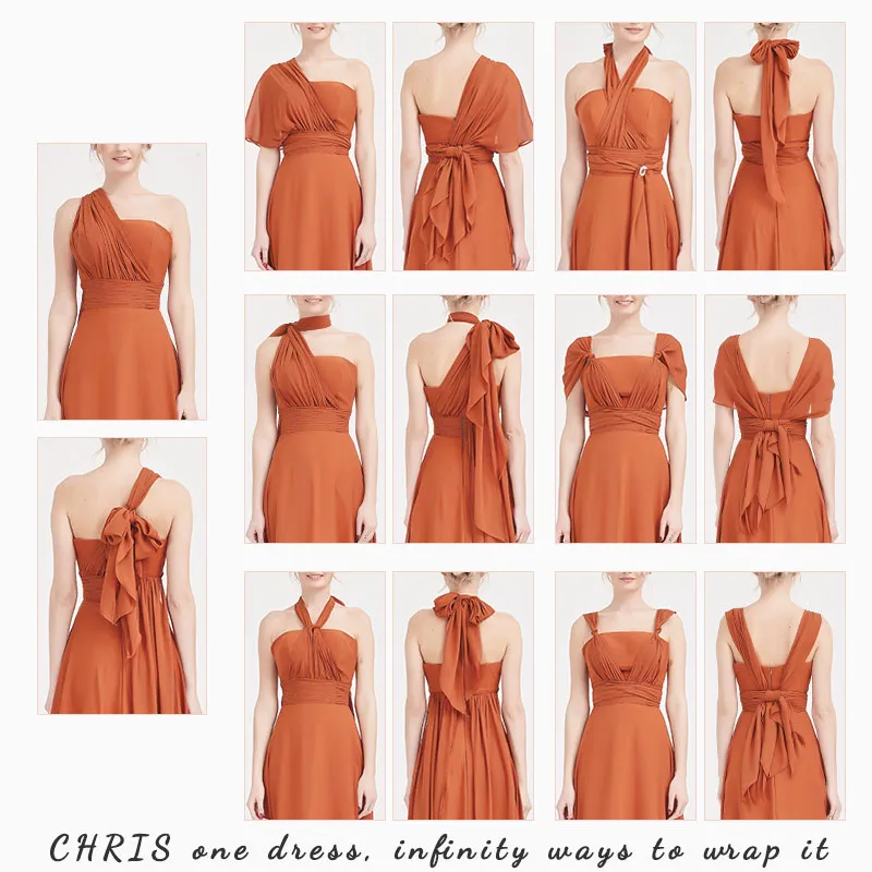 Eucalyptus Convertible Chiffon Bridesmaid Dress Wrap Floor Length Gown