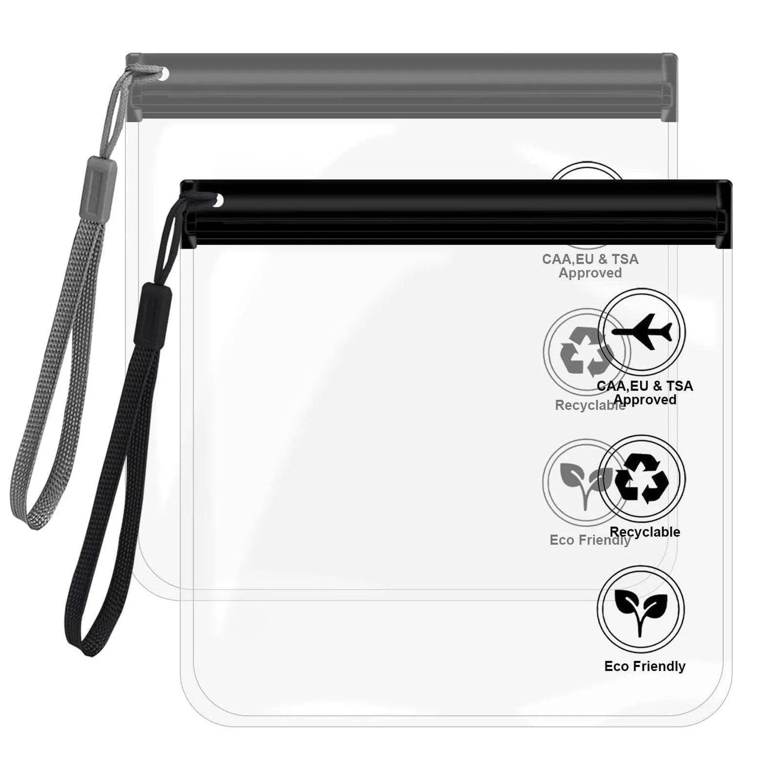 EVA Clear Zipper Pouch Black Grey 10PCS