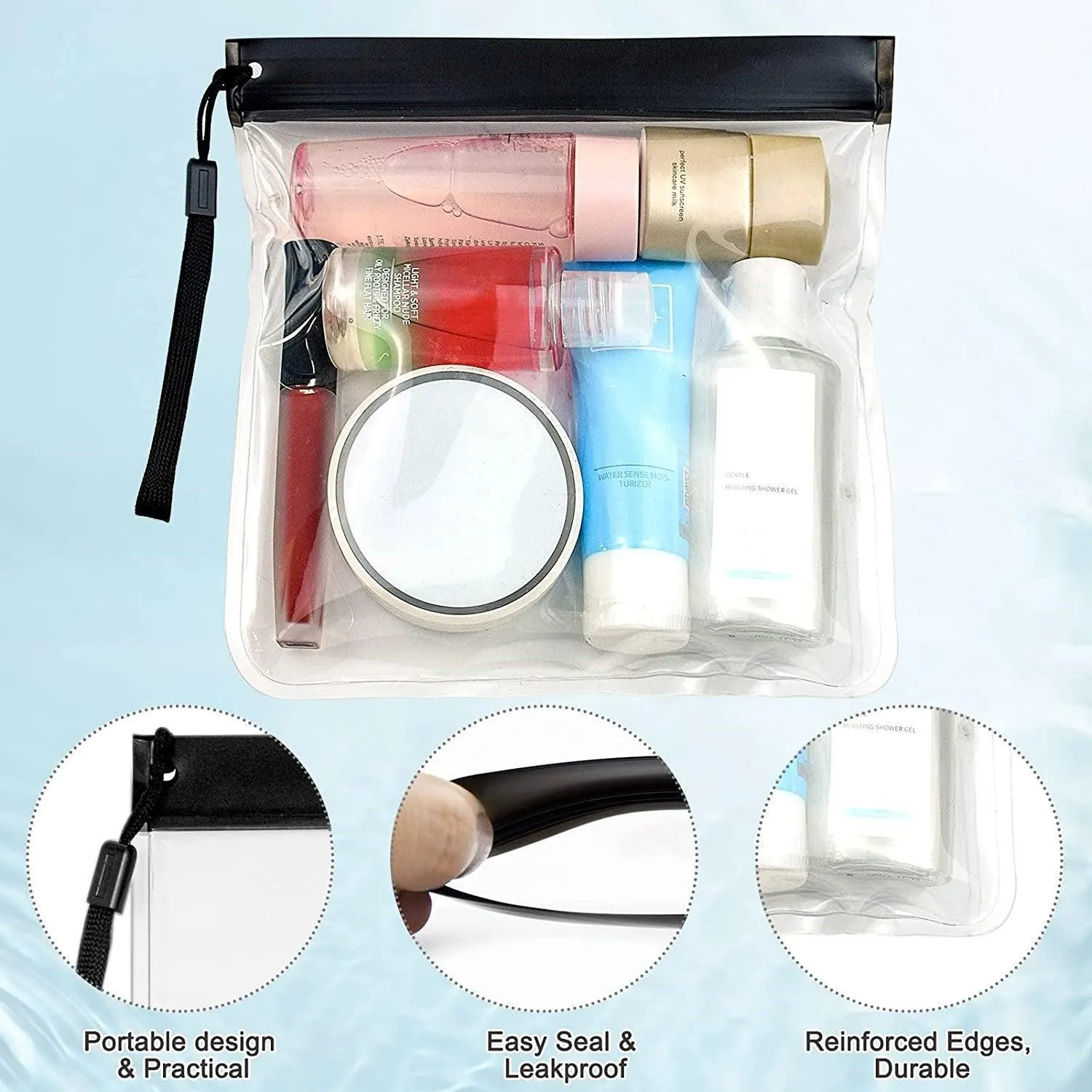 EVA Clear Zipper Pouch Black Grey 10PCS