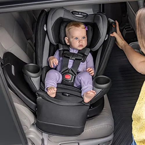 Evenflo Revolve360 Extend Rotational All-in-One Convertible Car Seat with Quick Clean Cover, 360° Rotation, Rear-Facing Up to 50 Lbs, Rowe Pink