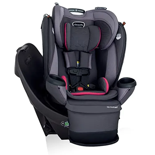 Evenflo Revolve360 Extend Rotational All-in-One Convertible Car Seat with Quick Clean Cover, 360° Rotation, Rear-Facing Up to 50 Lbs, Rowe Pink