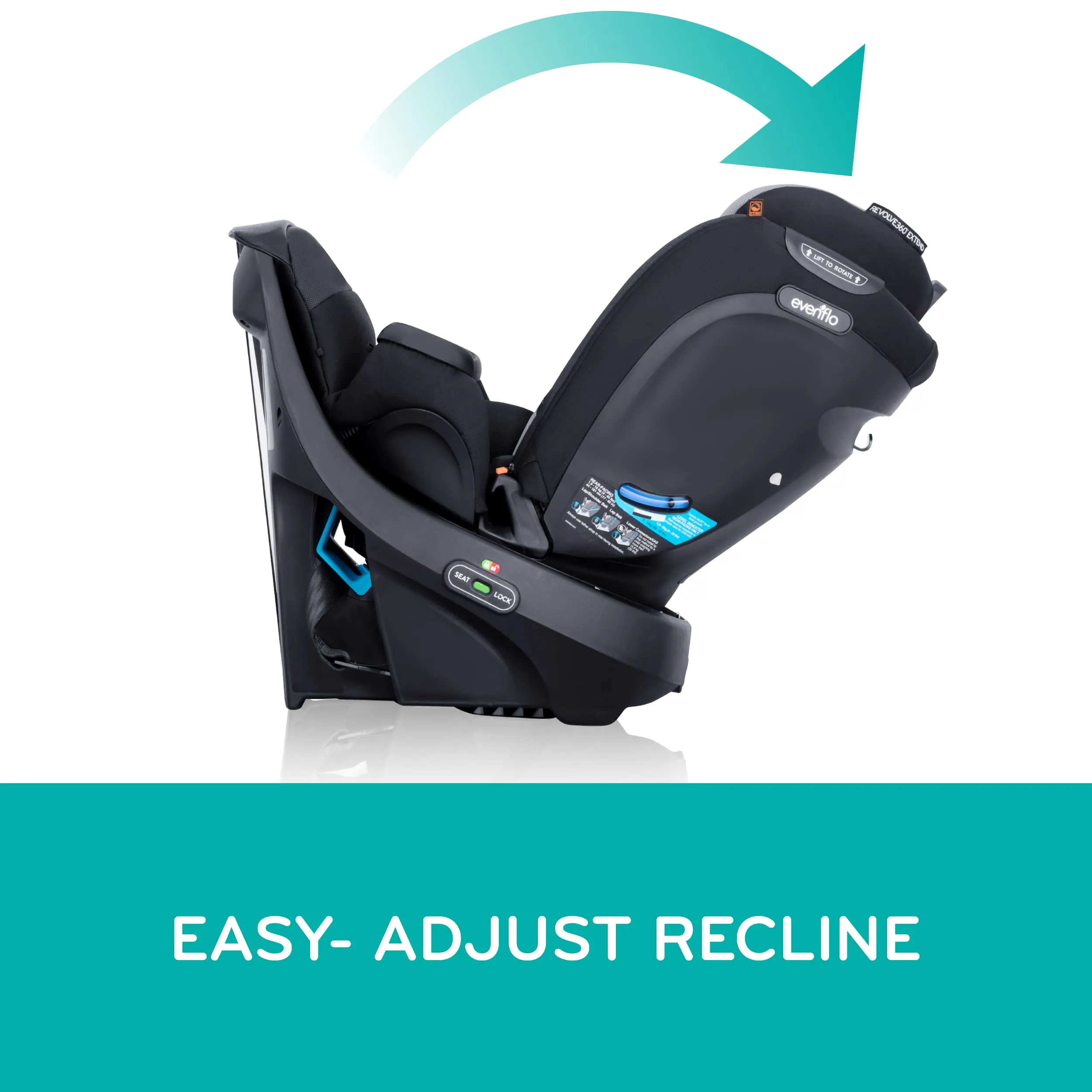 Evenflo Revolve360 Extend Rotational All-in-One Convertible Car Seat with Quick Clean Cover, 360° Rotation, Rear-Facing Up to 50 Lbs, Rowe Pink
