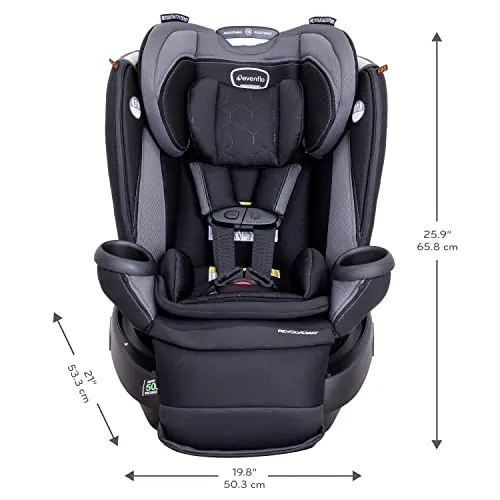 Evenflo Revolve360 Extend Rotational All-in-One Convertible Car Seat with Quick Clean Cover, 360° Rotation, Rear-Facing Up to 50 Lbs, Rowe Pink