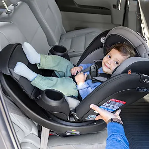 Evenflo Revolve360 Extend Rotational All-in-One Convertible Car Seat with Quick Clean Cover, 360° Rotation, Rear-Facing Up to 50 Lbs, Rowe Pink