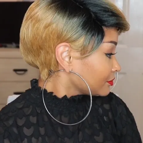 Fashion honey brown short wig（Hair root black）