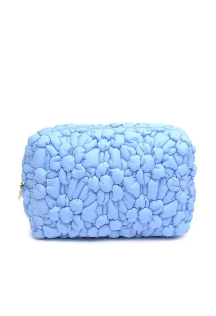 Flora Pop Nylon Cosmetic Pouch-Blue