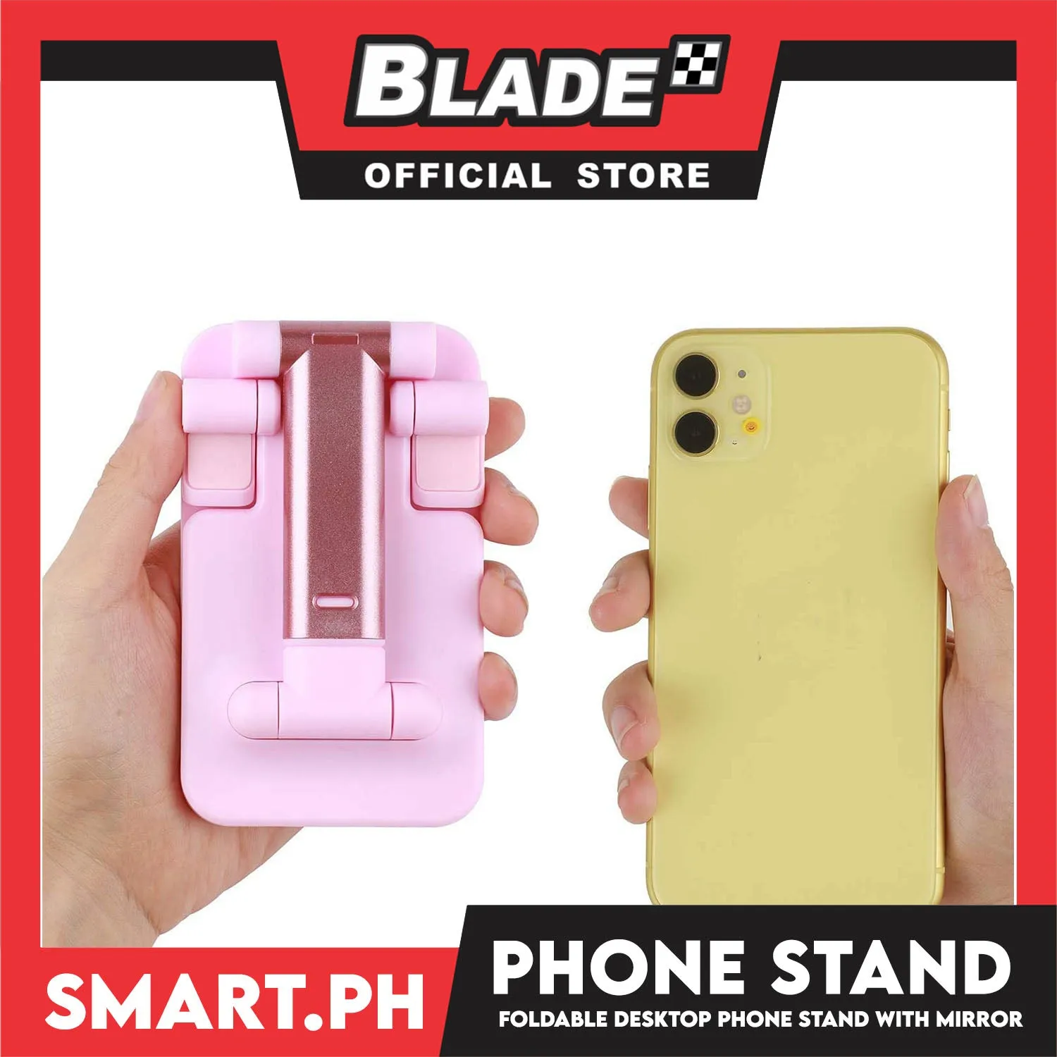 Foldable Desktop Phone Holder Stand (Pink) Adjustable Smartphone Tablet Holder