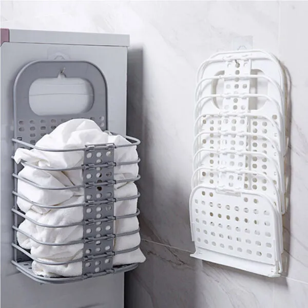 Foldable Wall Mounted Laundry Basket – White