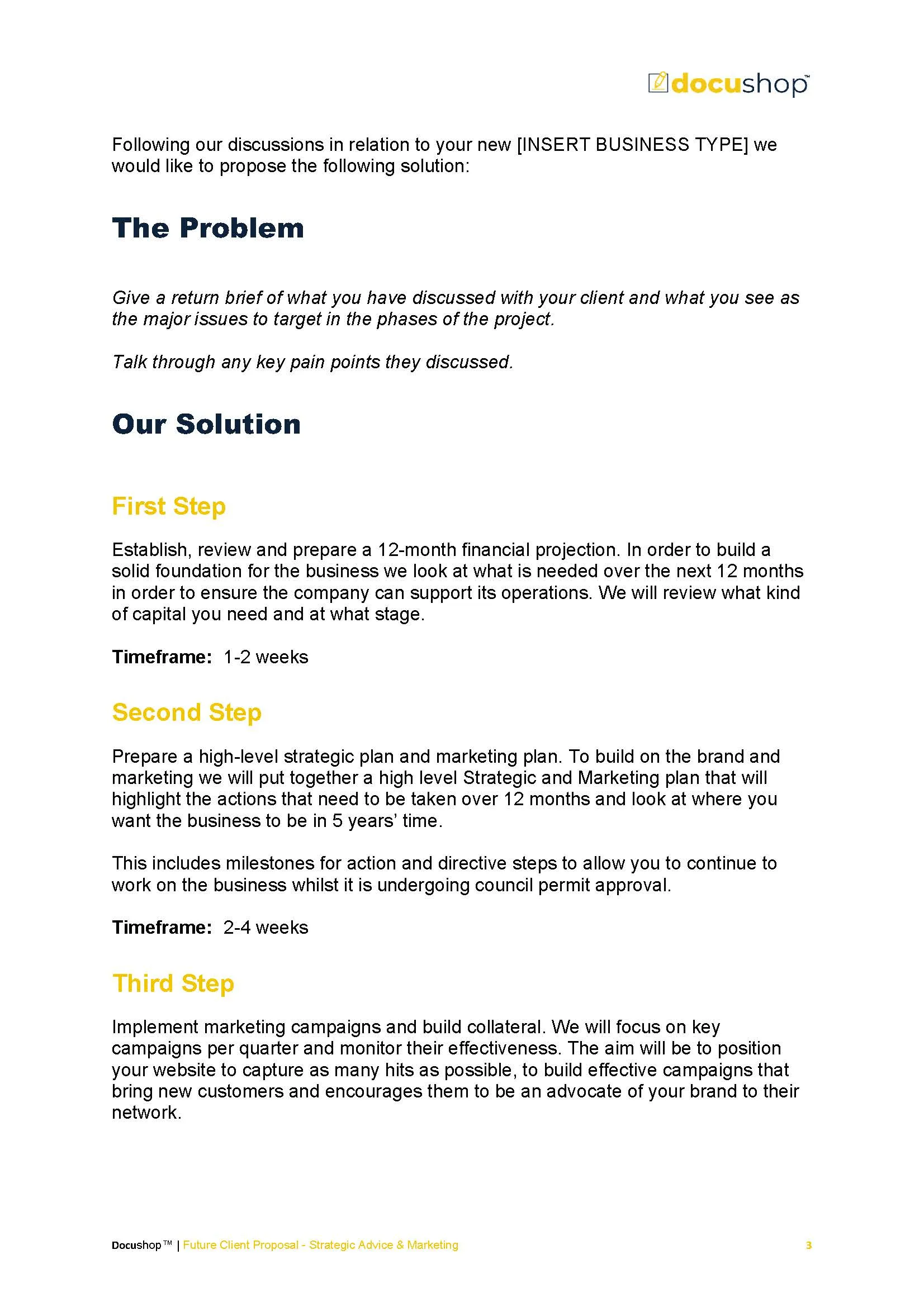 Future Client Proposal - Strategic Advice & Marketing Template