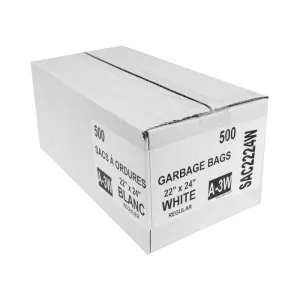 Garbage Trash Bags Regular 22" x 24" White Box of 500
