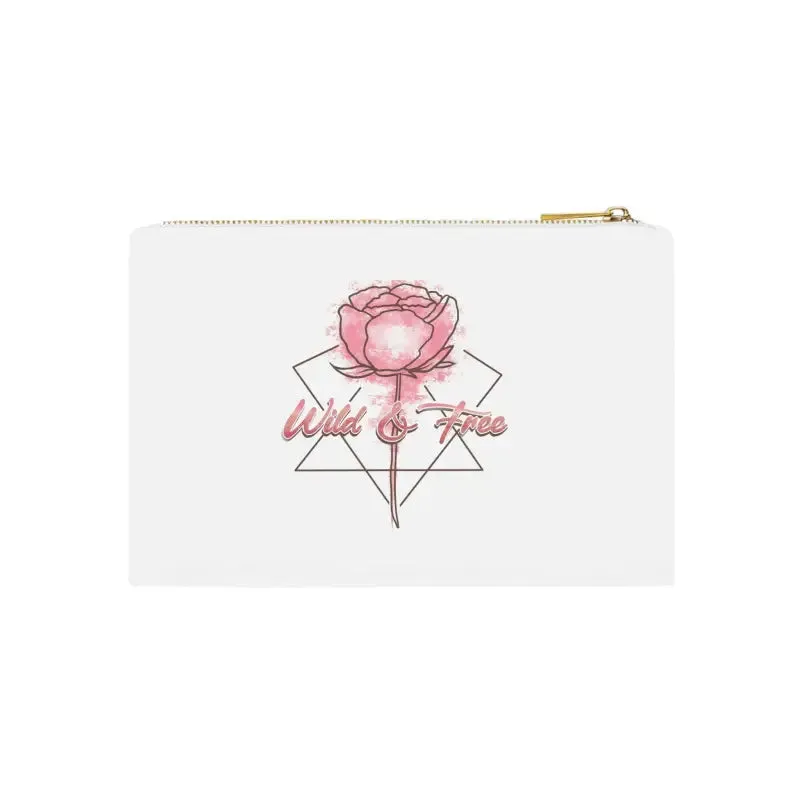 Glam Cosmetic Bag with Gold Color Zipper Cotton Canvas