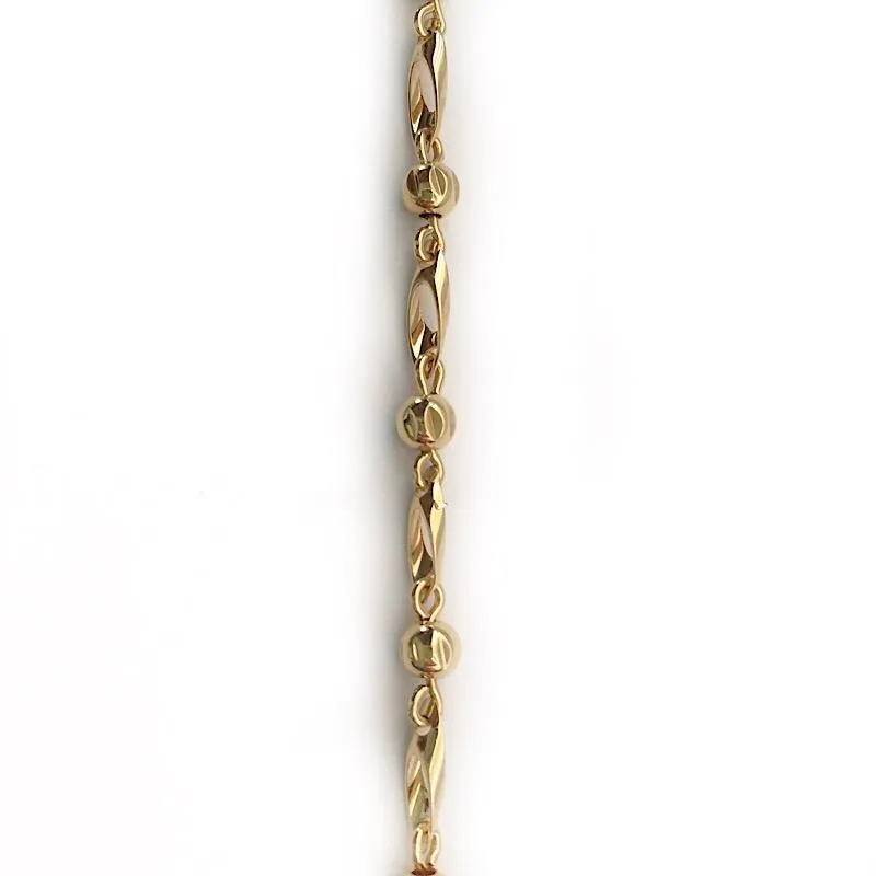 Gold Station Bead Link Chain by the Inch (#699)