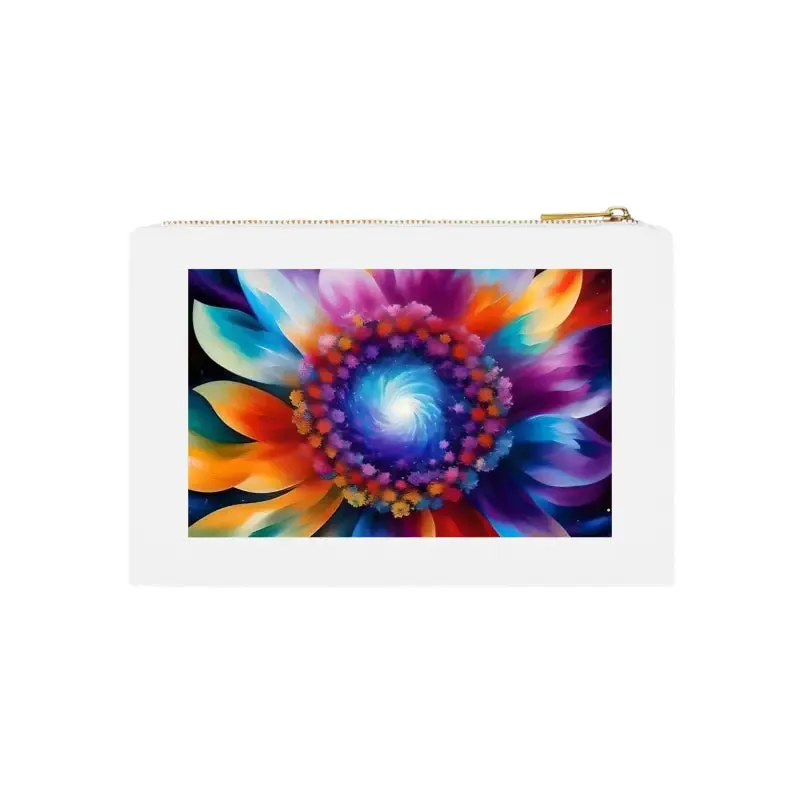 Groovy Psychedelic Flower Cosmetic Bag with Gold Zipper