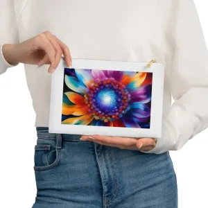 Groovy Psychedelic Flower Cosmetic Bag with Gold Zipper