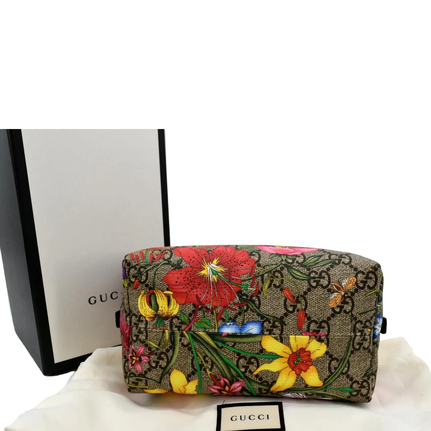 GUCCI Ophidia Floral GG Supreme Monogram Canvas Cosmetic Case Red 548394