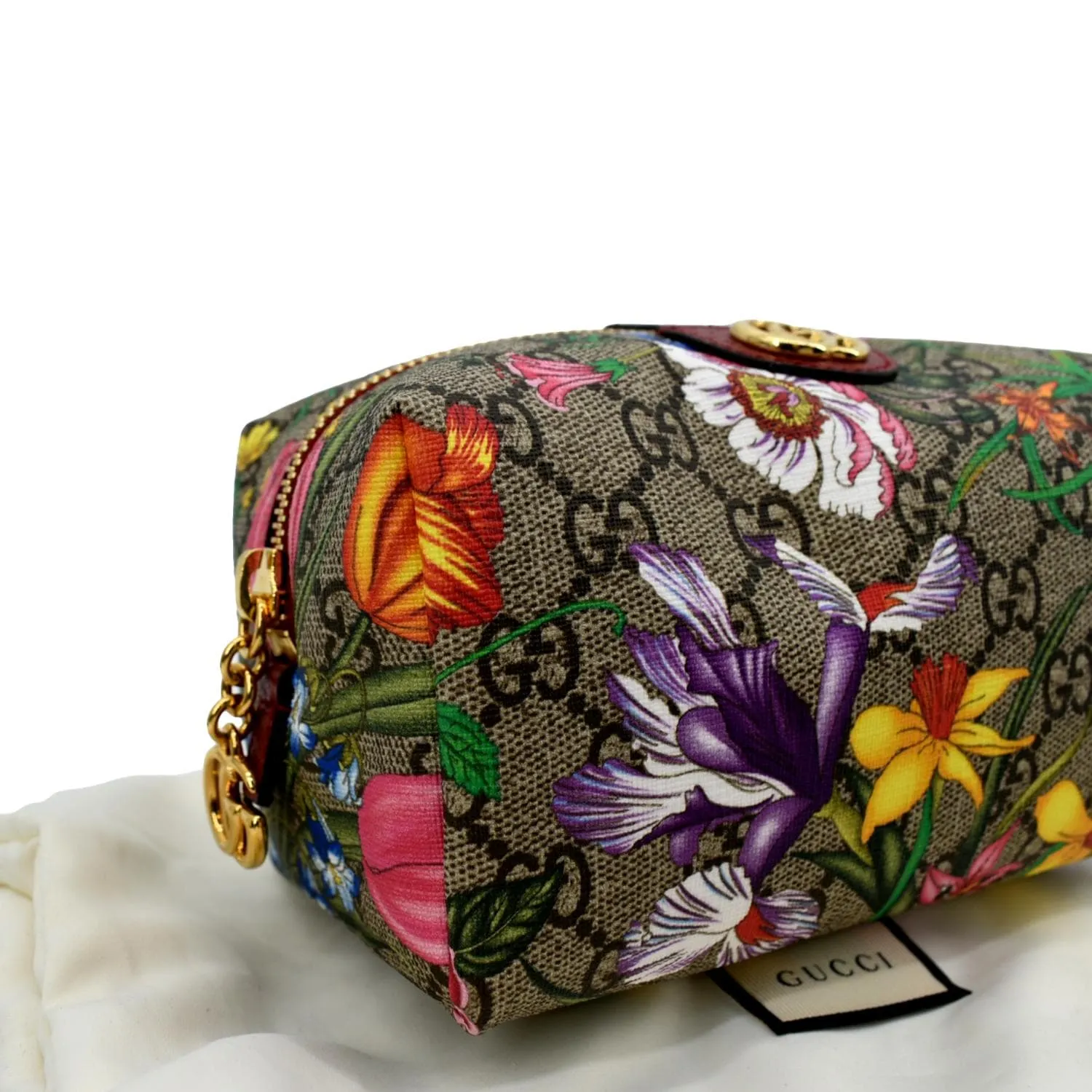 GUCCI Ophidia Floral GG Supreme Monogram Canvas Cosmetic Case Red 548394