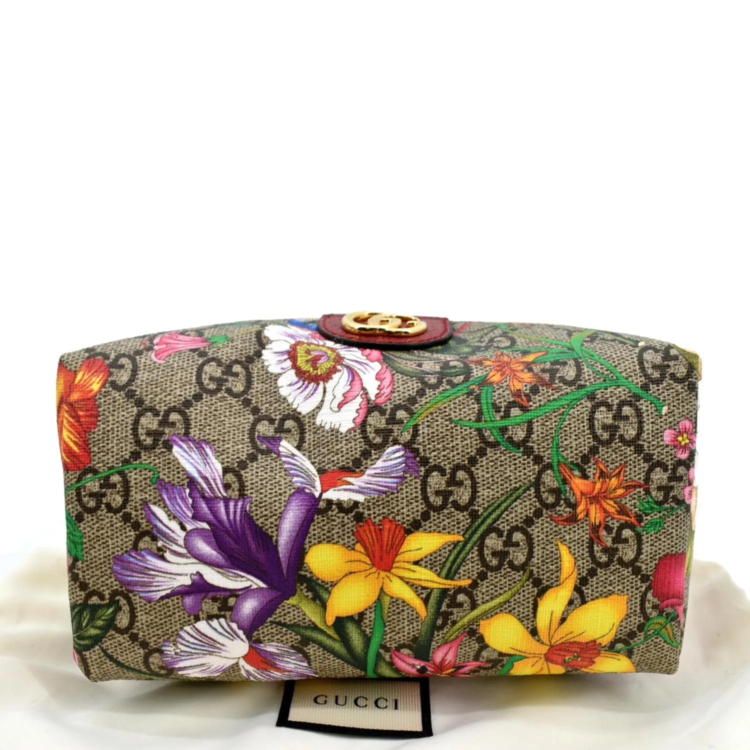 GUCCI Ophidia Floral GG Supreme Monogram Canvas Cosmetic Case Red 548394