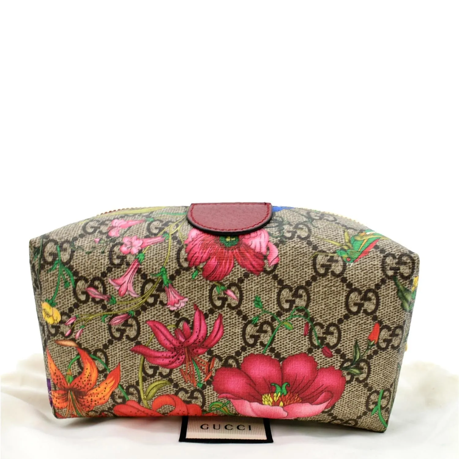 GUCCI Ophidia Floral GG Supreme Monogram Canvas Cosmetic Case Red 548394