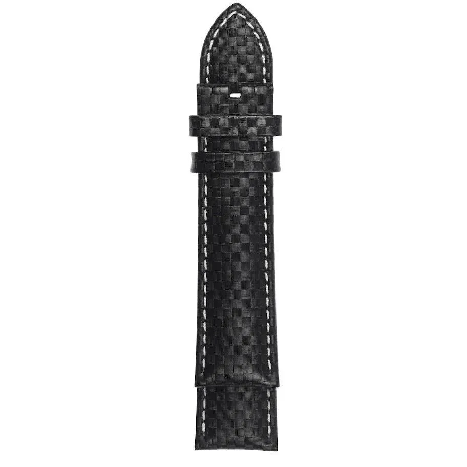 GV2 22mm Stitched Carbon Fiber Pattern Leather Strap