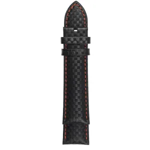 GV2 22mm Stitched Carbon Fiber Pattern Leather Strap