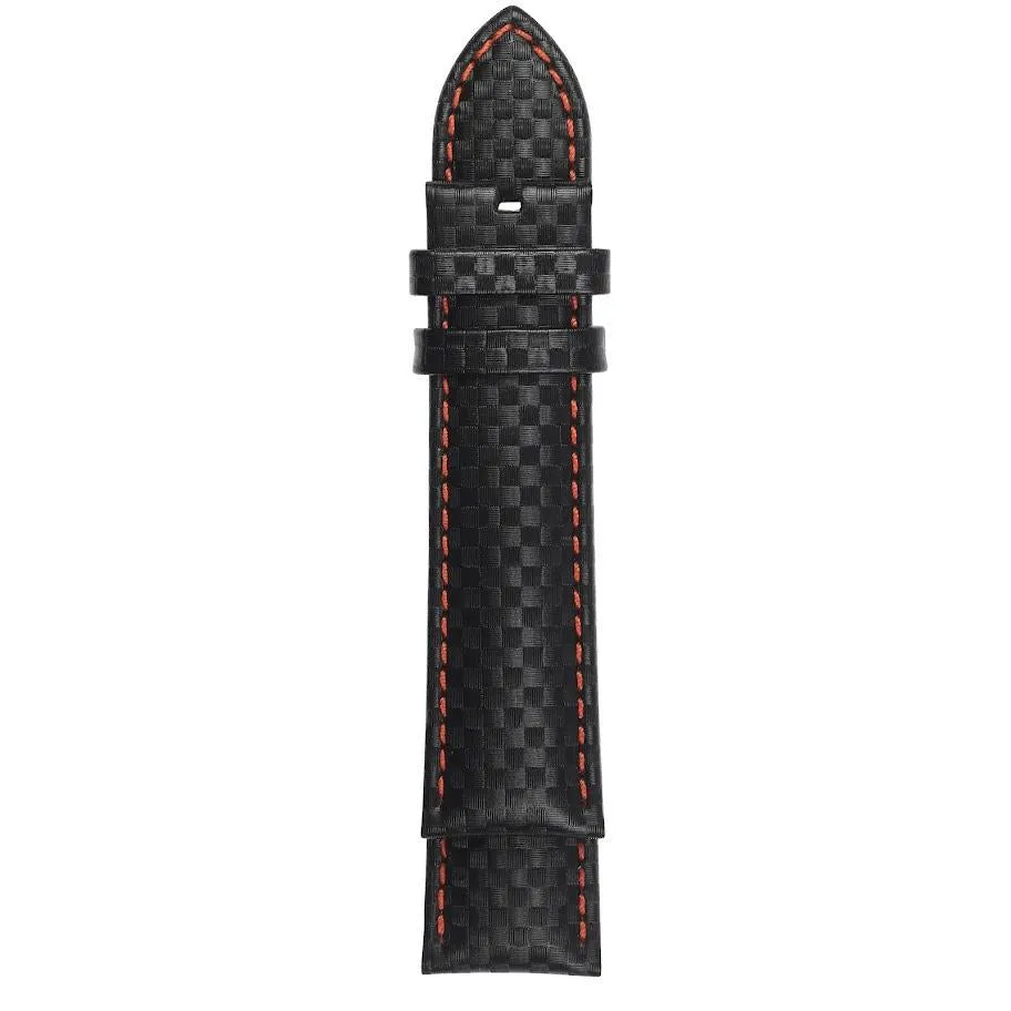 GV2 22mm Stitched Carbon Fiber Pattern Leather Strap