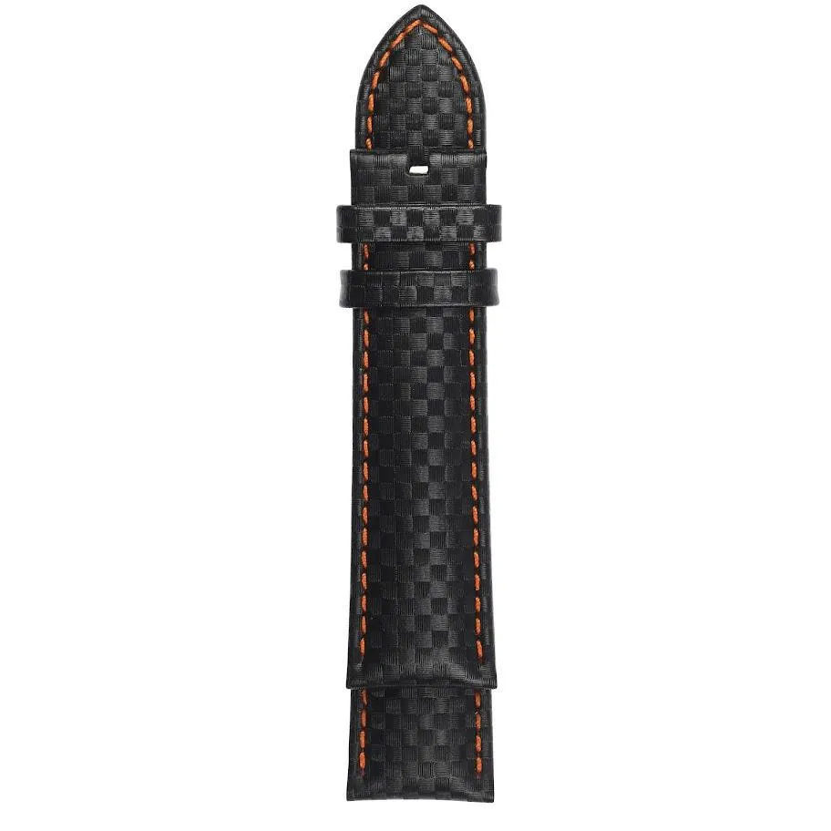 GV2 22mm Stitched Carbon Fiber Pattern Leather Strap