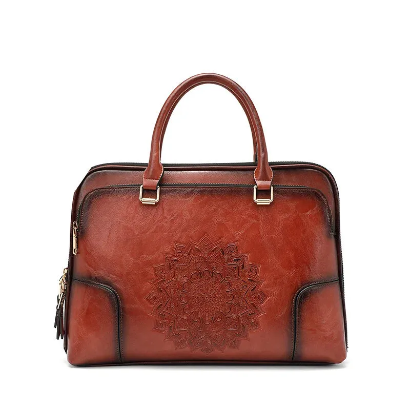 Harper Compact Leather Laptop Carrying Briefcase - One Size - 14 inches