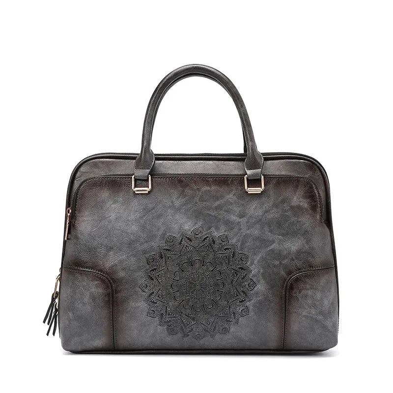 Harper Compact Leather Laptop Carrying Briefcase - One Size - 14 inches