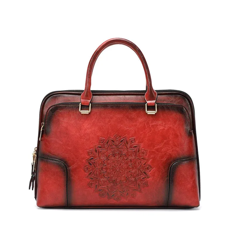 Harper Compact Leather Laptop Carrying Briefcase - One Size - 14 inches