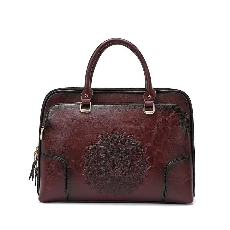 Harper Compact Leather Laptop Carrying Briefcase - One Size - 14 inches