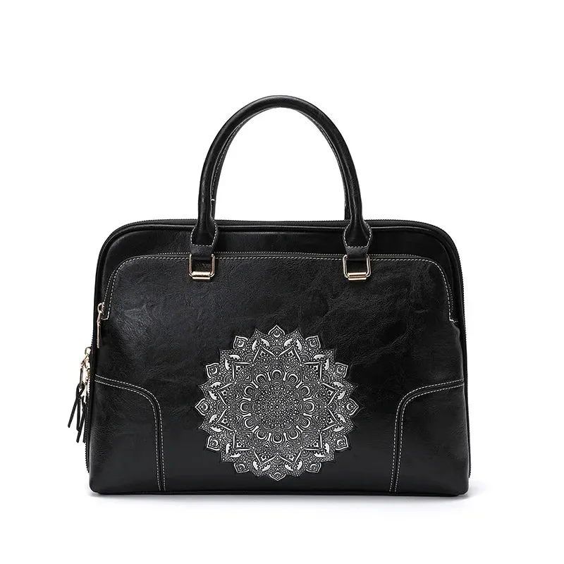 Harper Compact Leather Laptop Carrying Briefcase - One Size - 14 inches
