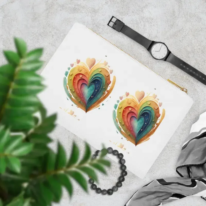 Hearts Cotton Canvas Cosmetic Bag Trendy and Chic