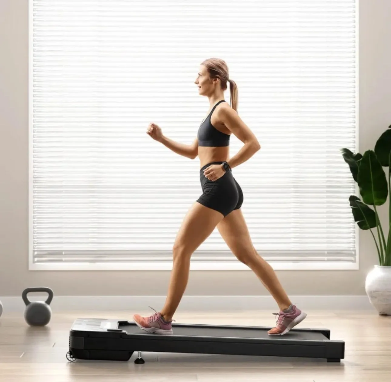 Heavy Duty Powerful Under Desk Walking Treadmill Pad Treadmill With Touch LED Display | Anti Slip | Widened Running Belt | Holds 220lbs