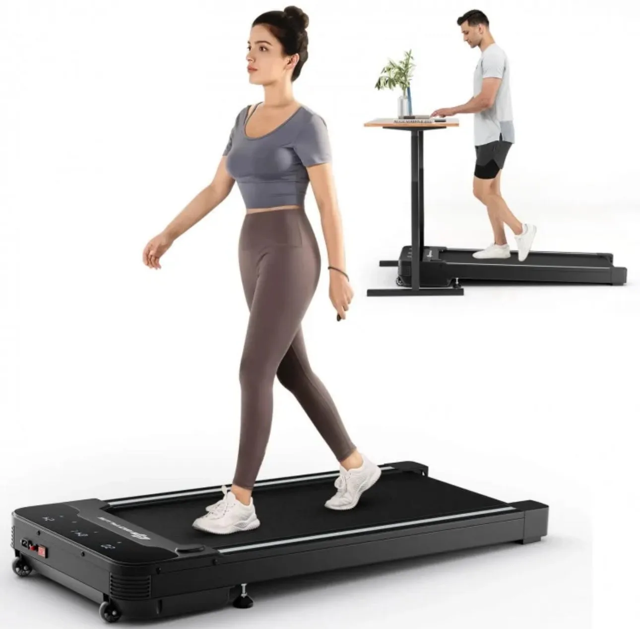 Heavy Duty Powerful Under Desk Walking Treadmill Pad Treadmill With Touch LED Display | Anti Slip | Widened Running Belt | Holds 220lbs