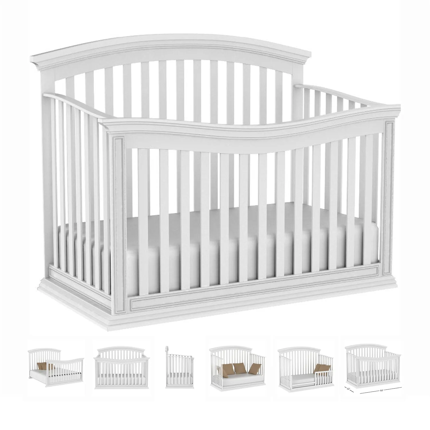 Helena Convertible Premium Baby Crib, White